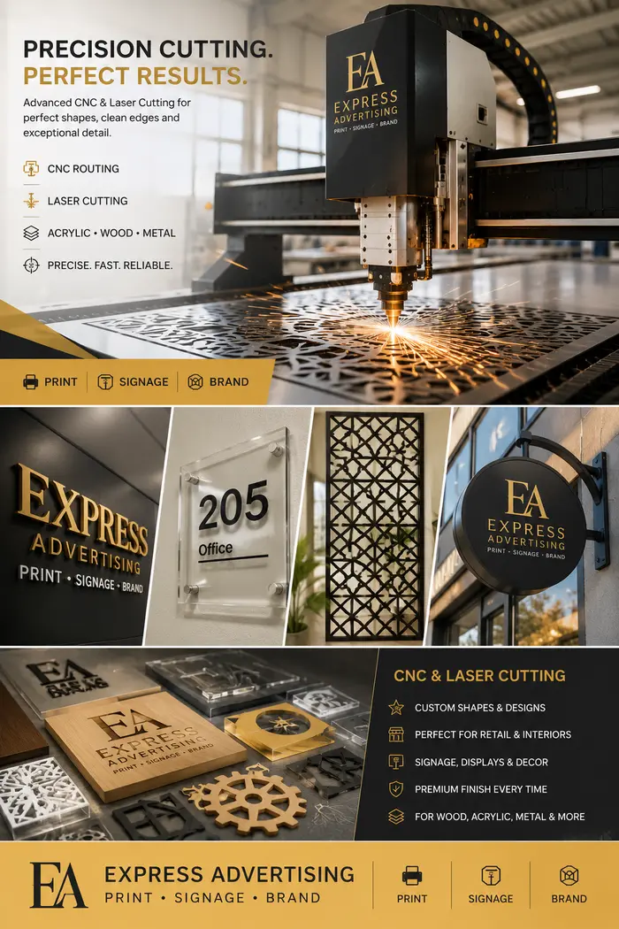 Express Advertising CNC routing and laser cutting production